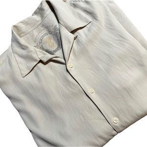 Tommy Bahama Men’s Short Sleeve Button Down Shirt 100% Silk SZ Large Pale Olive